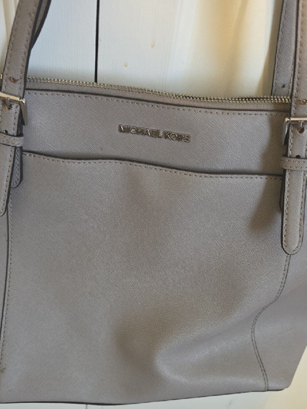 Michael Kors Leather Tote in Taupe Gray - Picture 2 of 5
